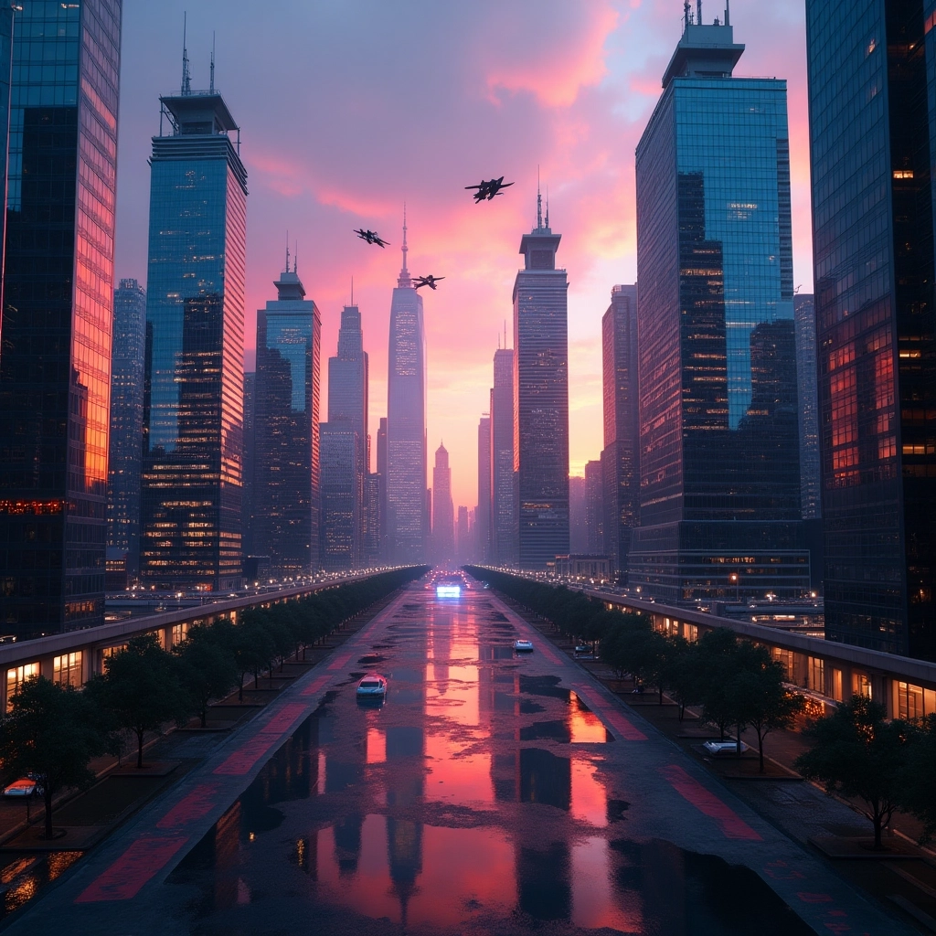 Metropoli di Cromo al Tramonto