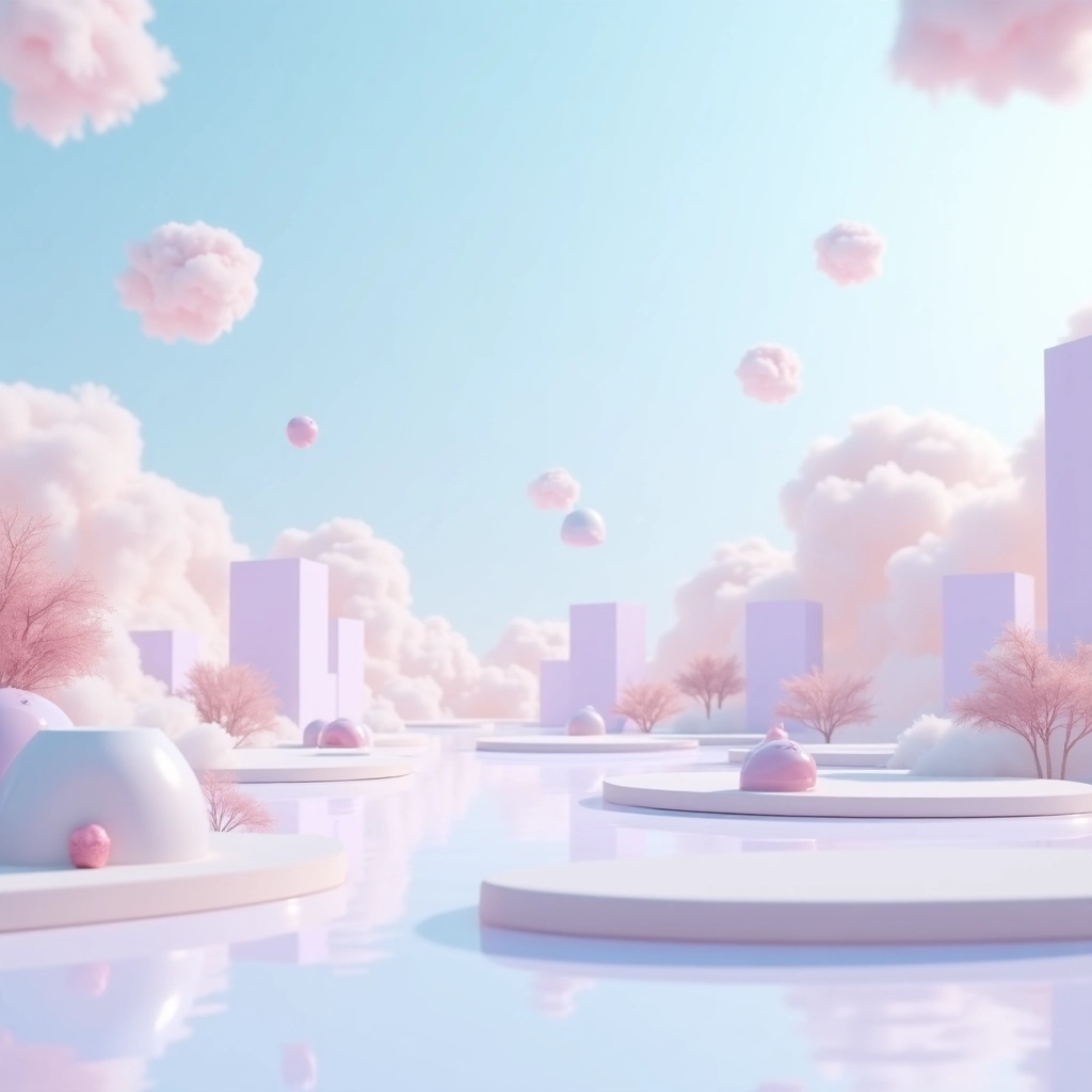 Paesaggio Surreale 3D Minimal Sognante