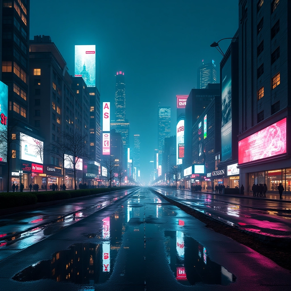Metropoli al Neon Glitchata