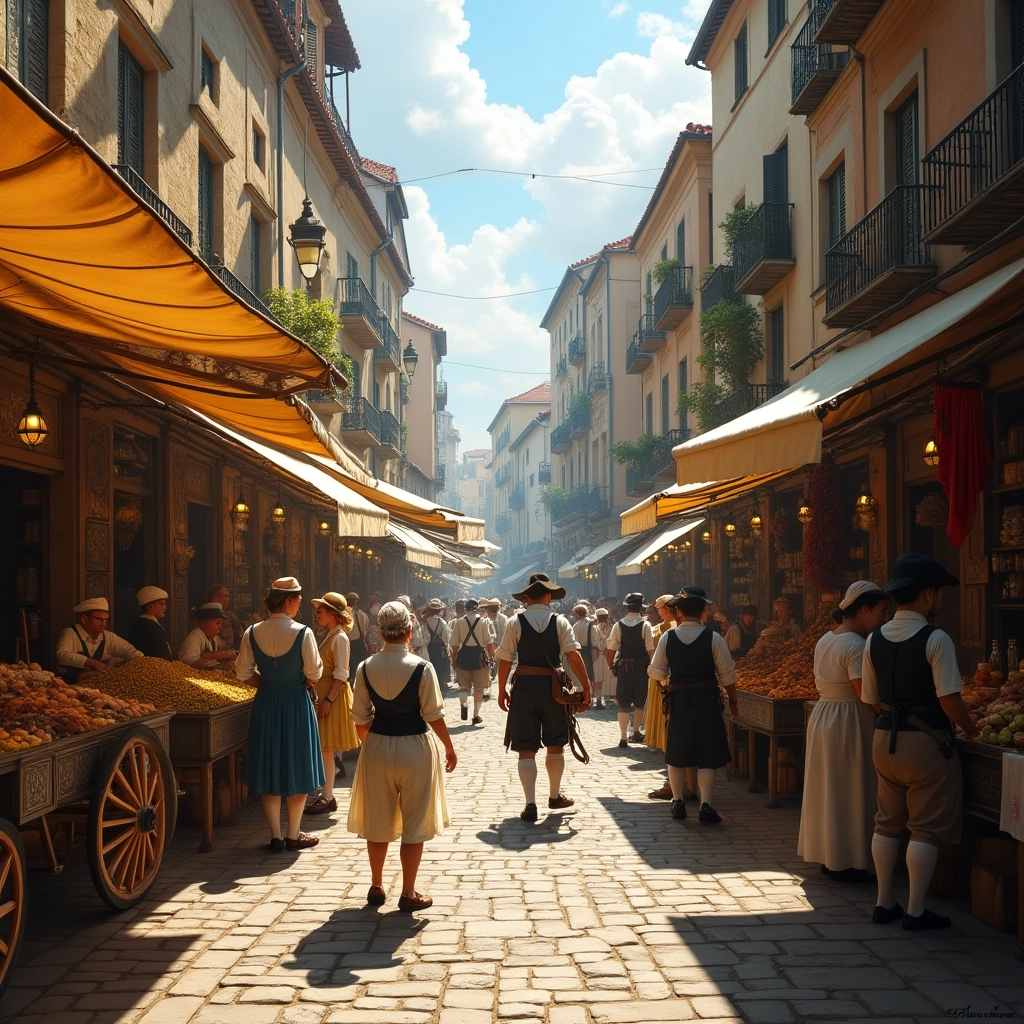 18th-Century Marketplace Bustle