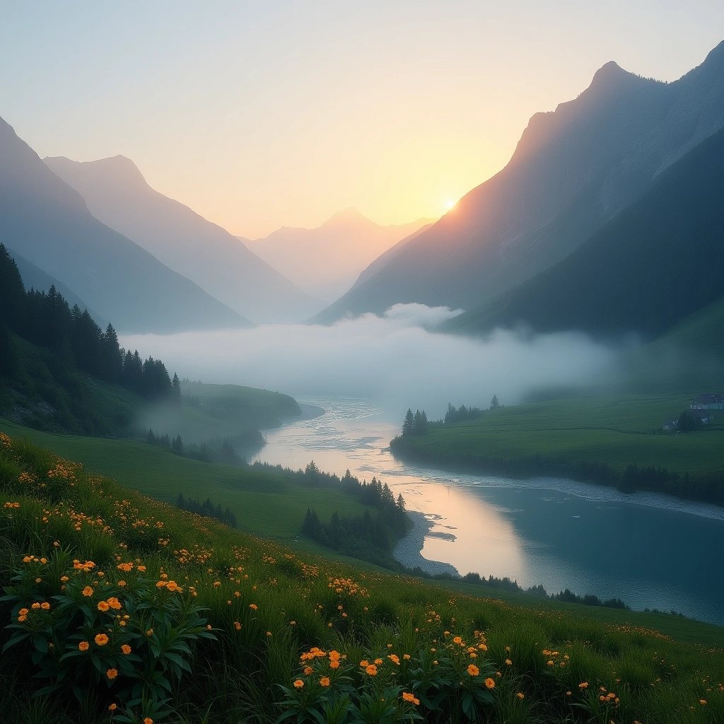 超现实的日出山景