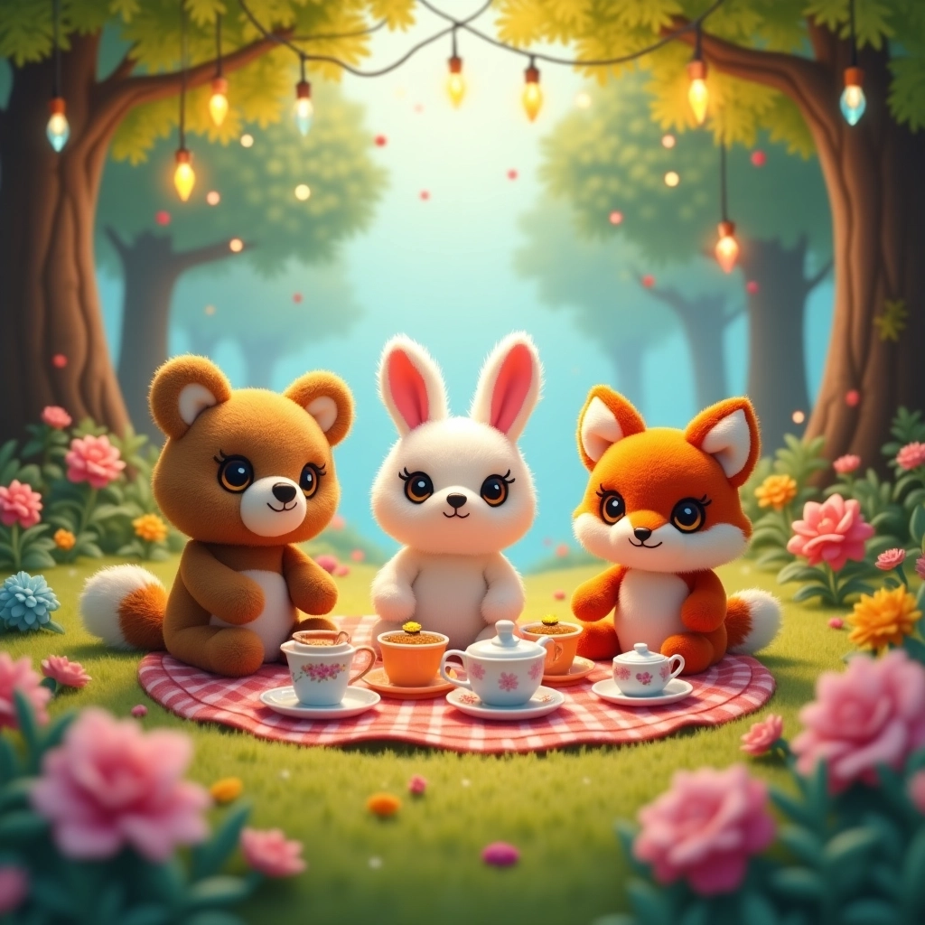 Picnic di Peluche in una Foresta Magica