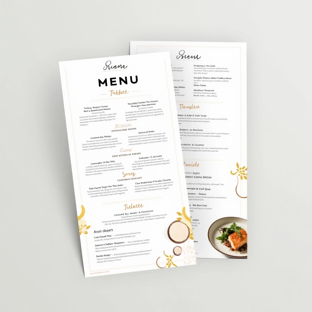 Design del Menù di un Ristorante Gourmet Moderno