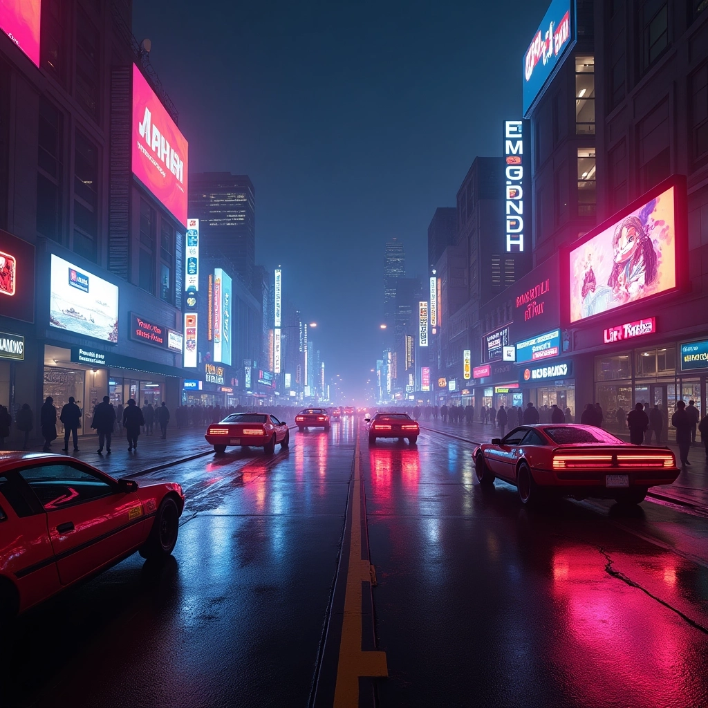 Notti al Neon: Paesaggio Urbano Retro-Glow