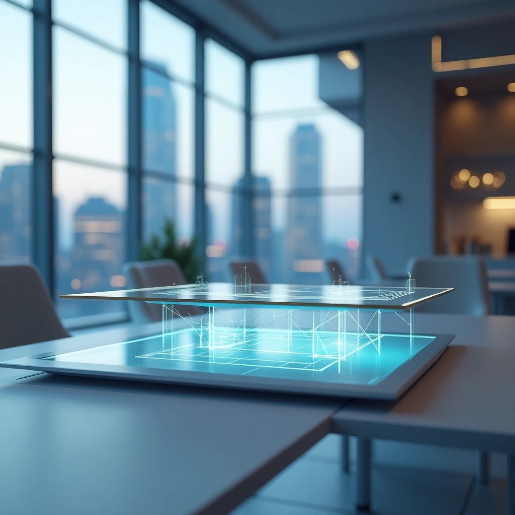 3D'de Fütüristik Minimalist Çalışma Alanı
