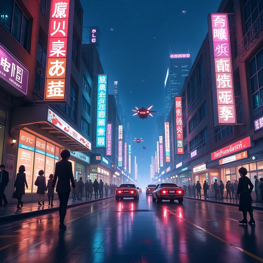 Sogni al Neon: Paesaggio Urbano Futuristico in Stile Anime