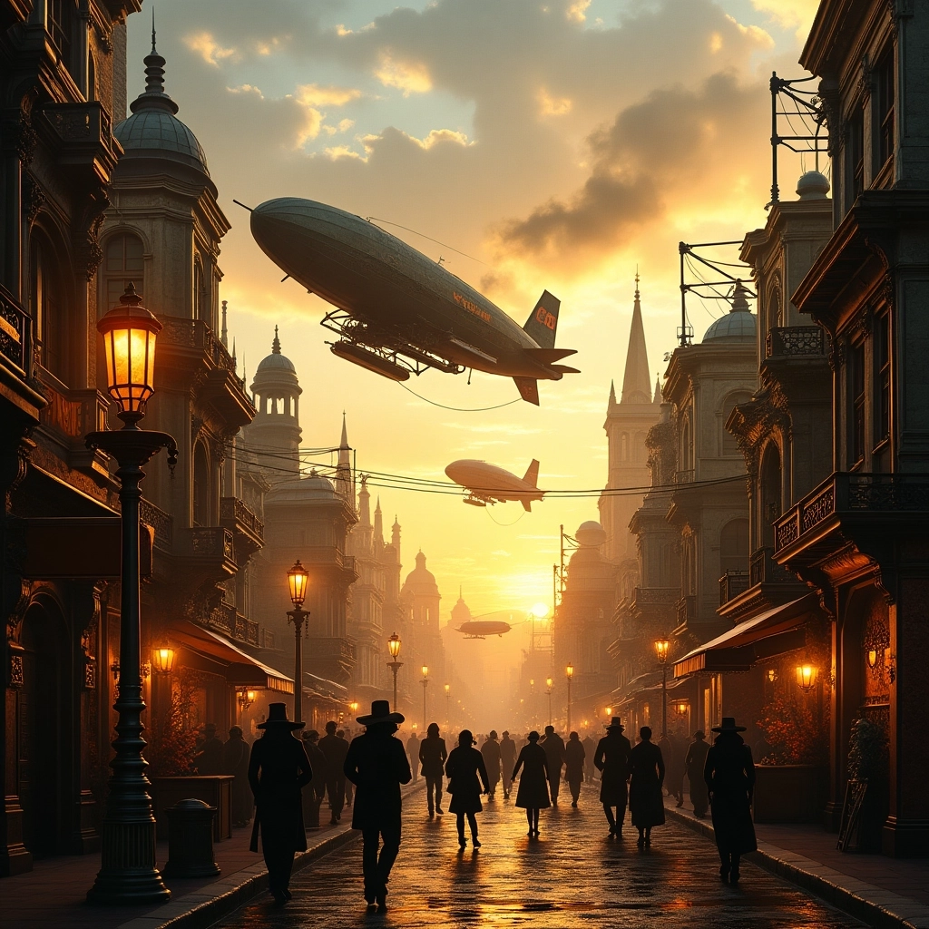 Tramonto sulla Città Steampunk