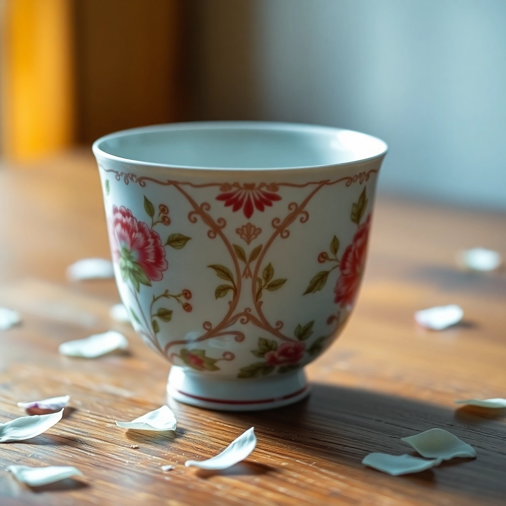 Serenità di Porcellana: Natura Morta con Tazza da Tè Delicata