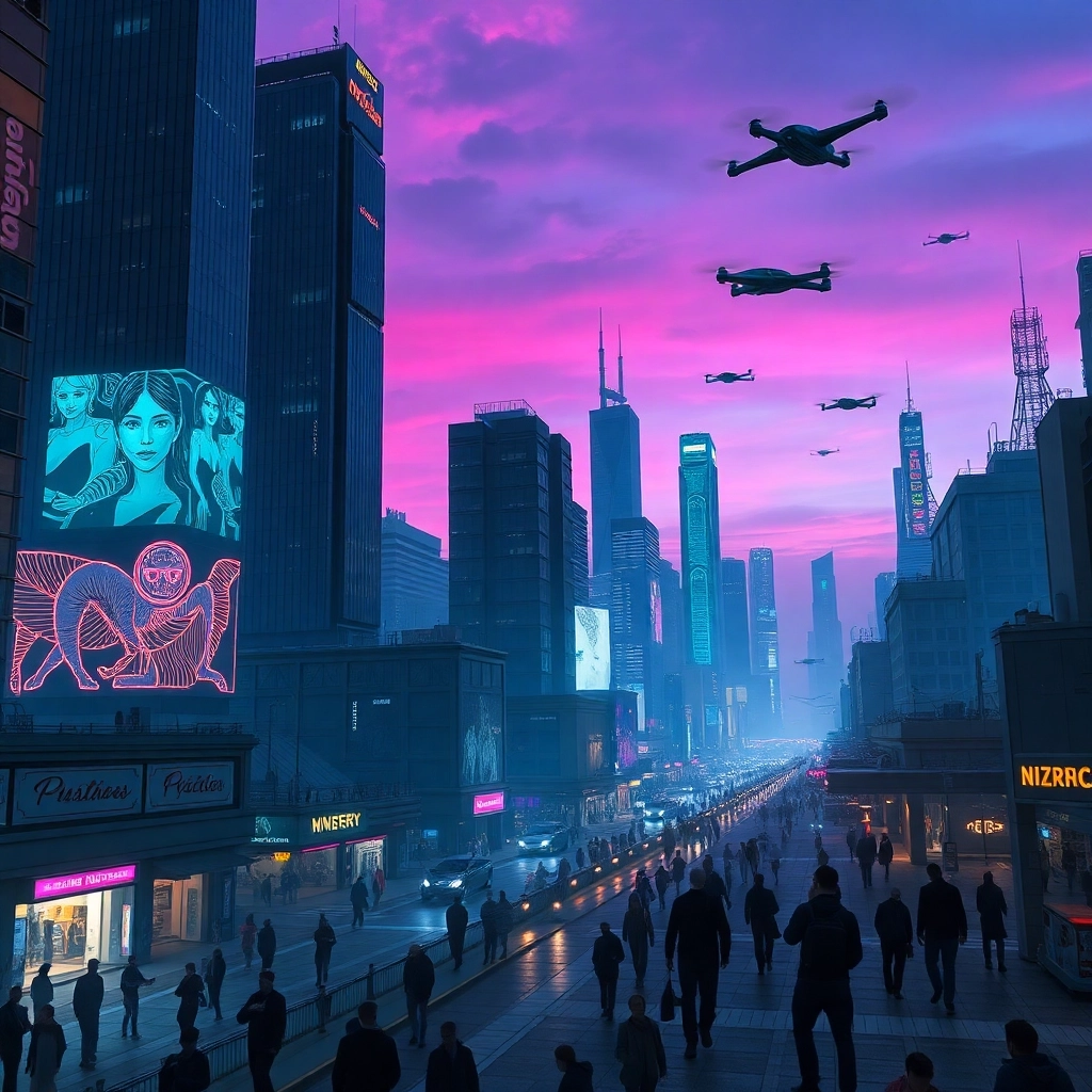 Cieli al Neon: Paesaggio Urbano Futuristico