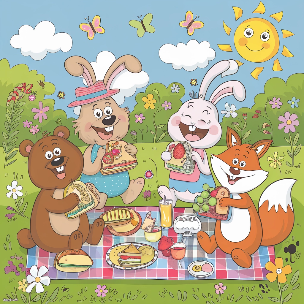 Delizia del Picnic di Animali Cartoon