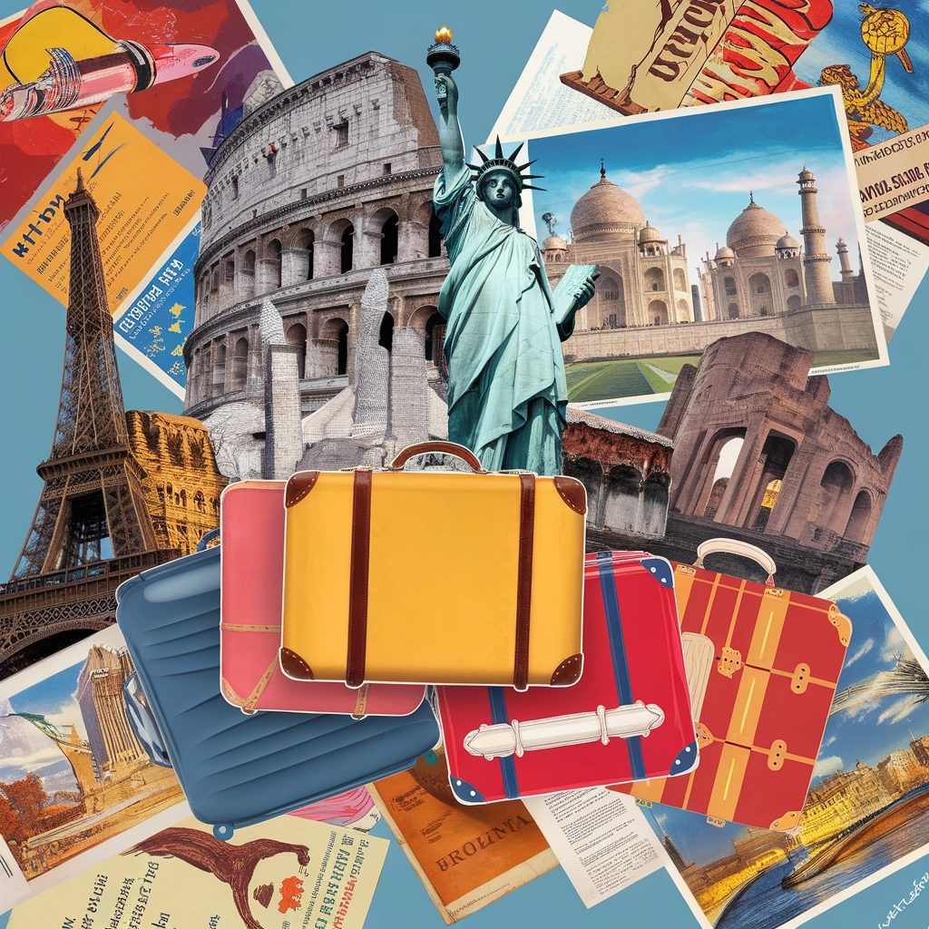 Collage di Wanderlust: Sogni di Viaggi d'Epoca