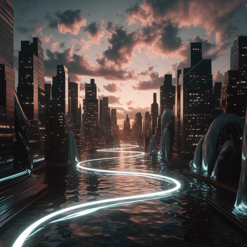 Paesaggio Onirico al Crepuscolo Neon