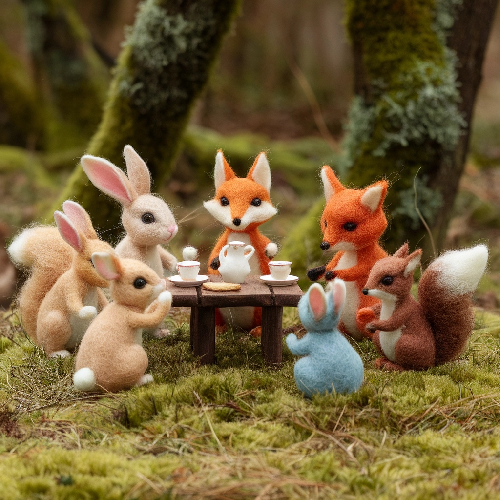 Festa del tè degli animali della foresta in stile infeltrito