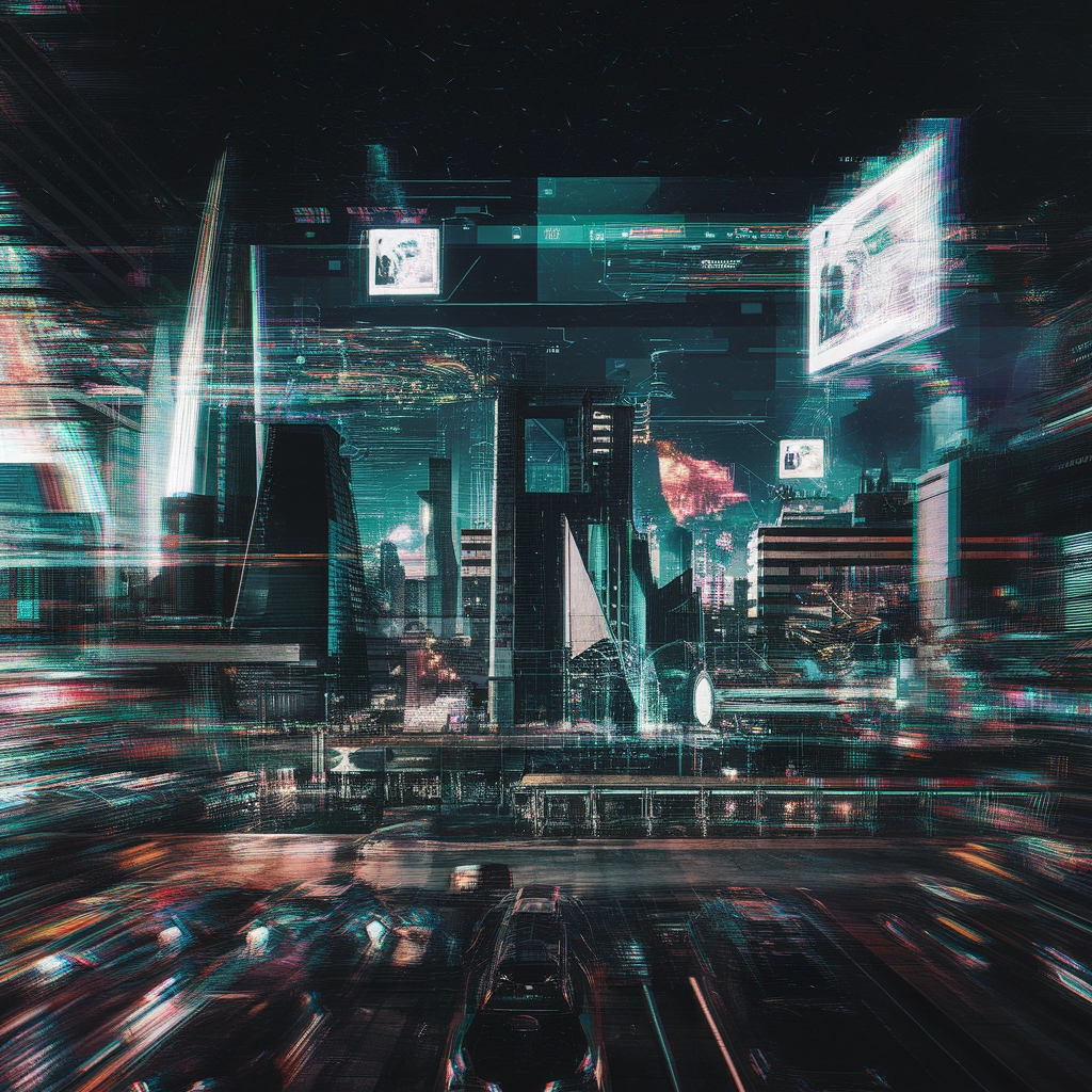 Città Glitch al Neon