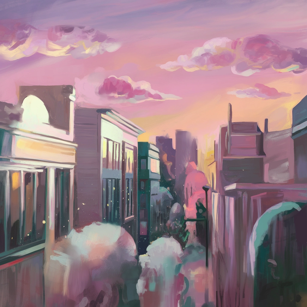 Paesaggio Urbano da Sogno al Tramonto in Pastello