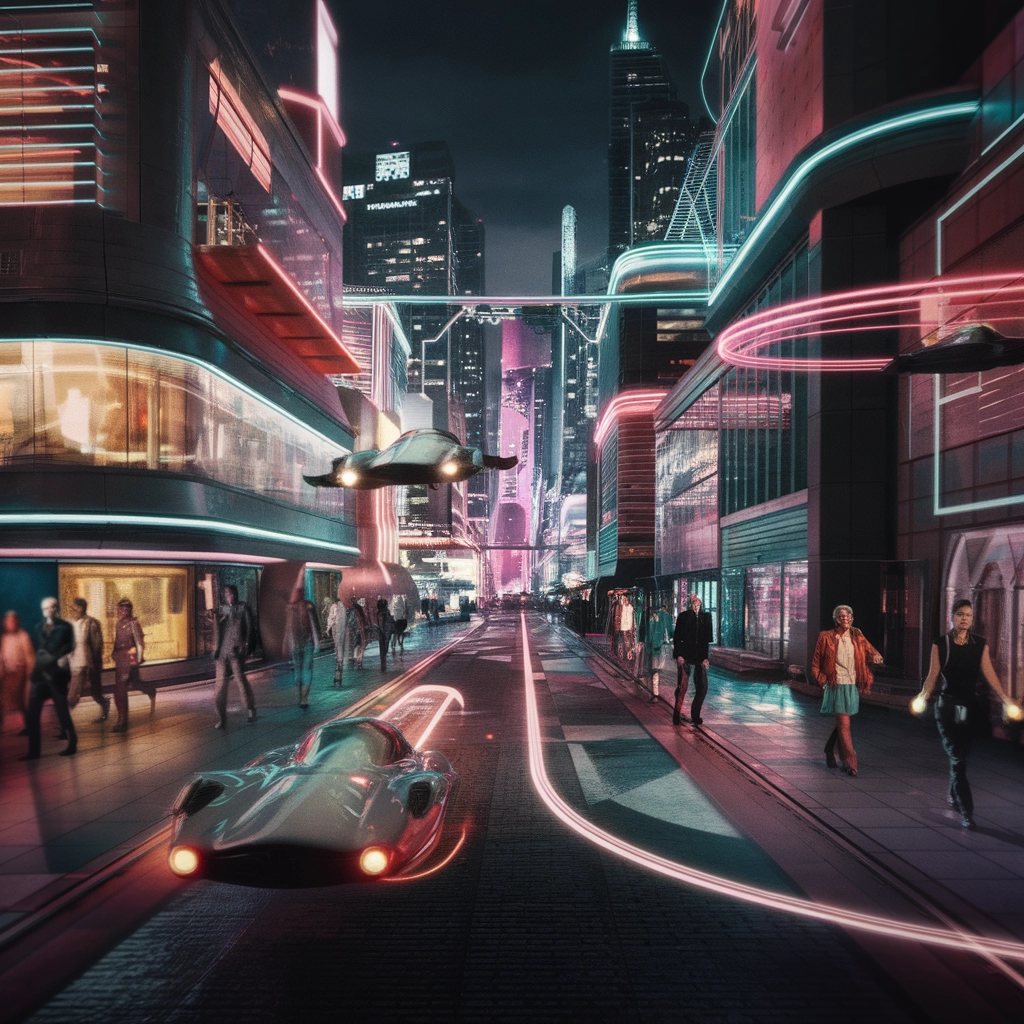 Notti al Neon: Città dal Bagliore Retro-Futuristico