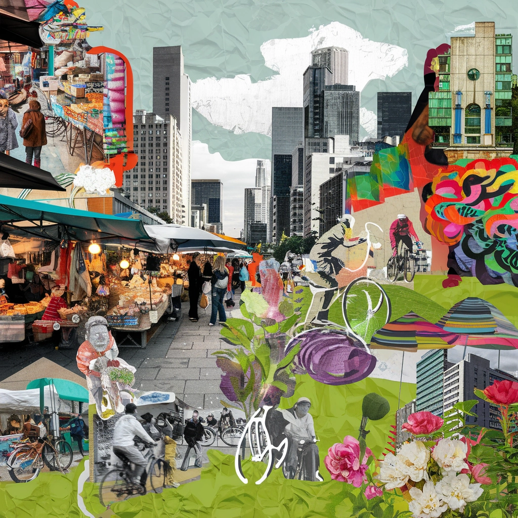 Mosaico Urbano: Un Collage Cittadino Fantasioso