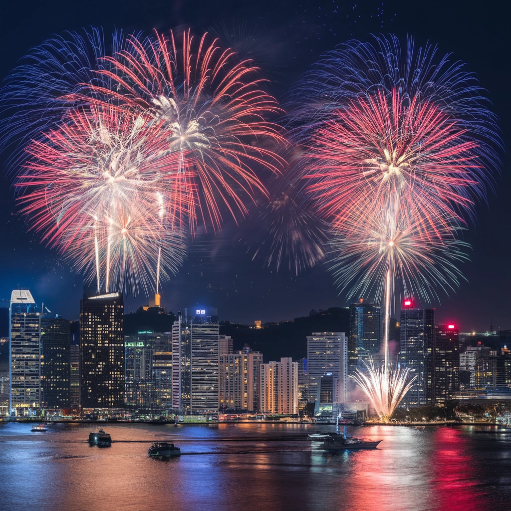 Spettacolari Fuochi d'Artificio sullo Skyline della Città