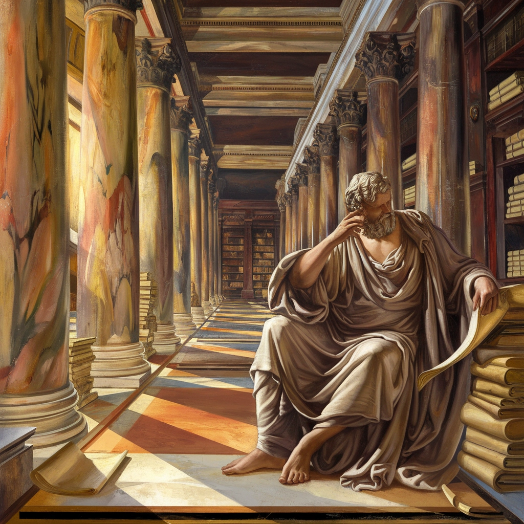 Filosofo in una Biblioteca Neoclassica
