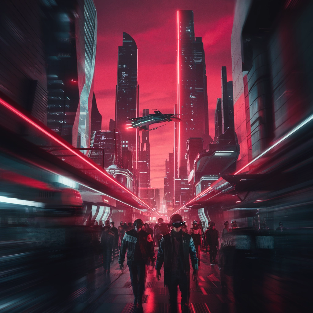 Skyline Cremisi: Metropoli Futuristica