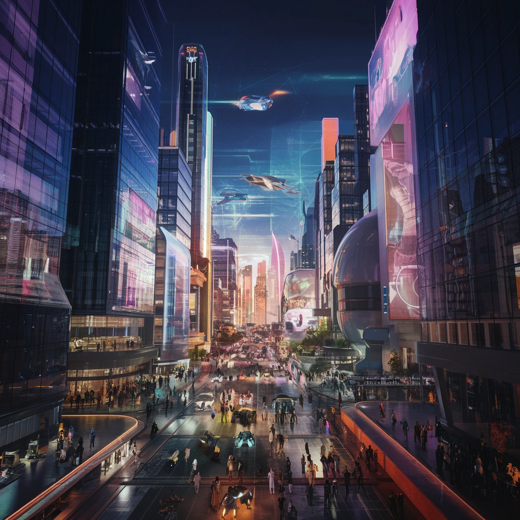 Notti al Neon: Paesaggio Urbano Futuristico