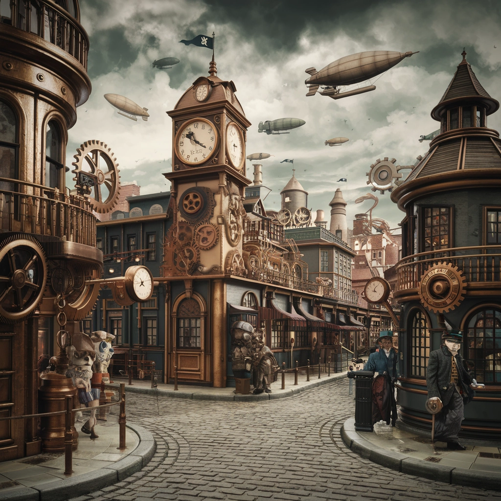 Metropoli Steampunk: Un Paesaggio Urbano di Ottone e Ingranaggi