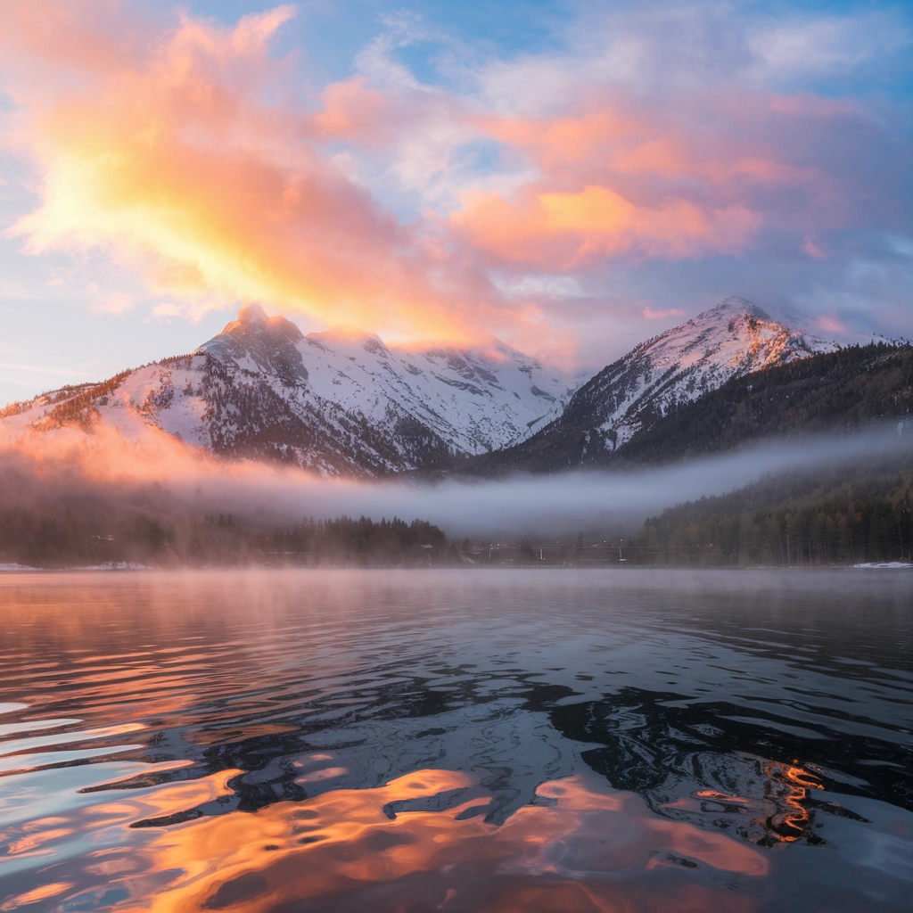 Armonia dell'Alba: Paesaggio Montano Caldo e Freddo
