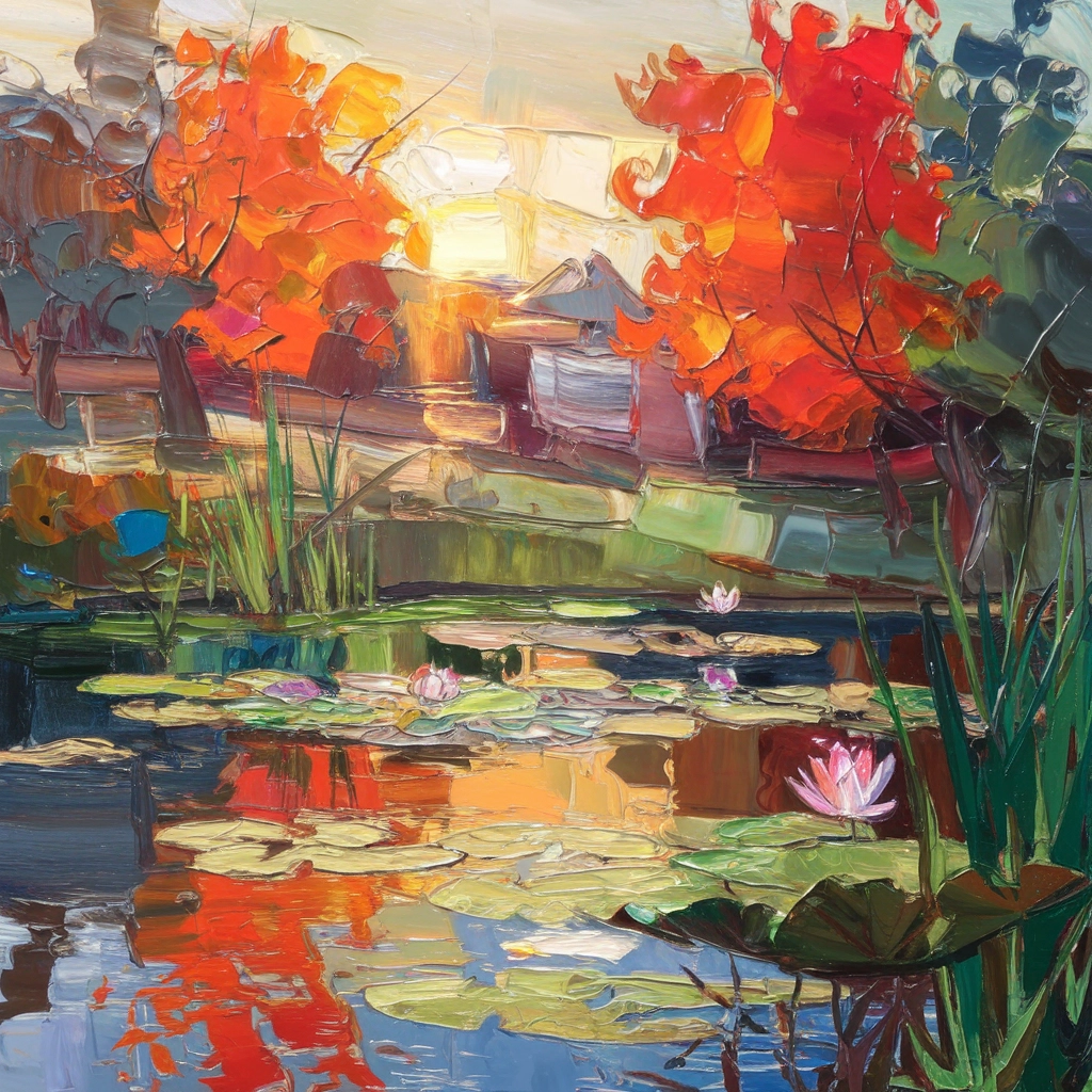 Tranquillità dorata: Paesaggio autunnale d’arte