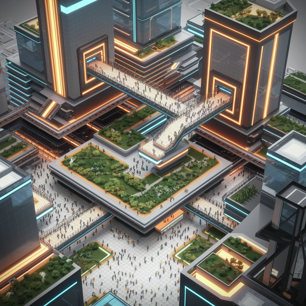 Paesaggio Urbano Isometrico Futuristico
