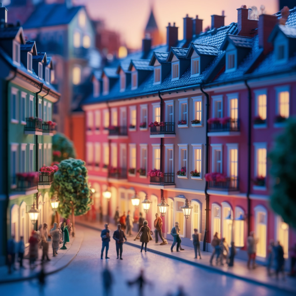 Paesaggio Urbano in Miniatura al Tramonto