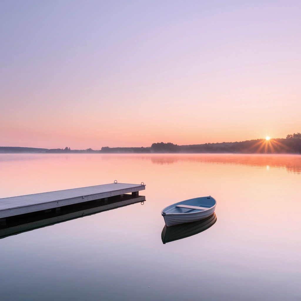 Alba minimalista sul lago