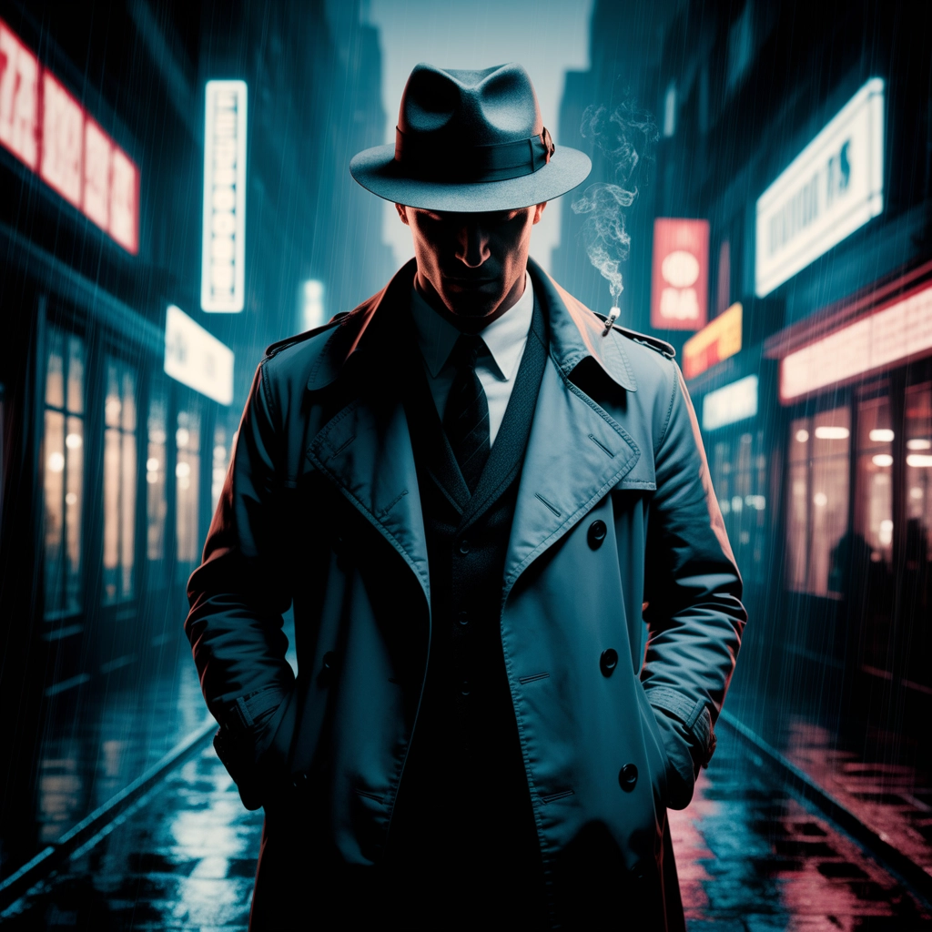 Ombre al Neon: Detective Noir sotto la Pioggia