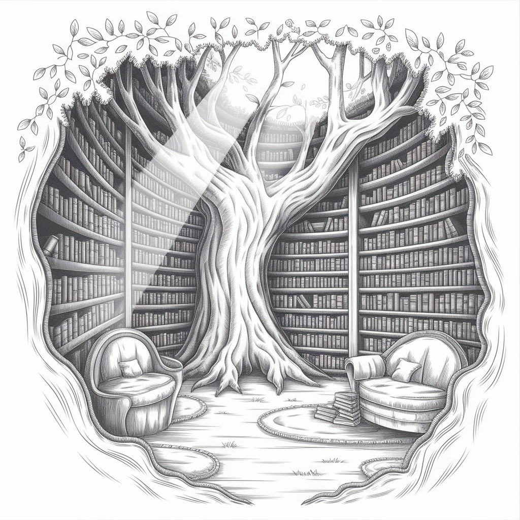 Biblioteca Fantasiosa sull'Albero a Matita