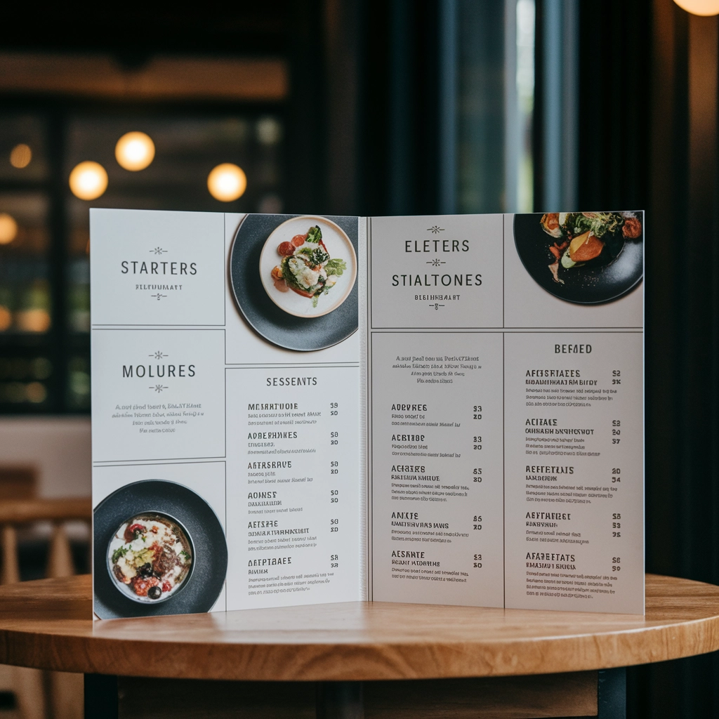 Esposizione di Menù da Ristorante Chic e Moderno