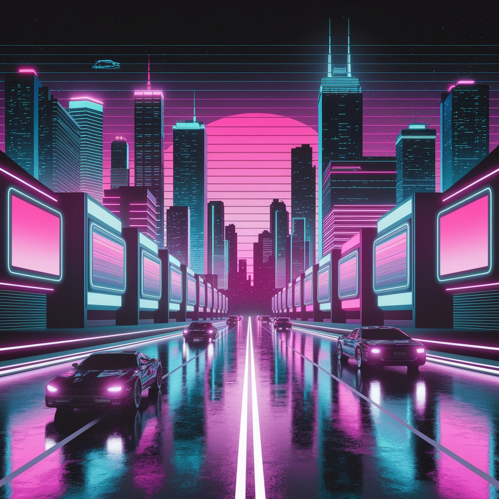 Neon Skyline: Città Futuristica Retrowave