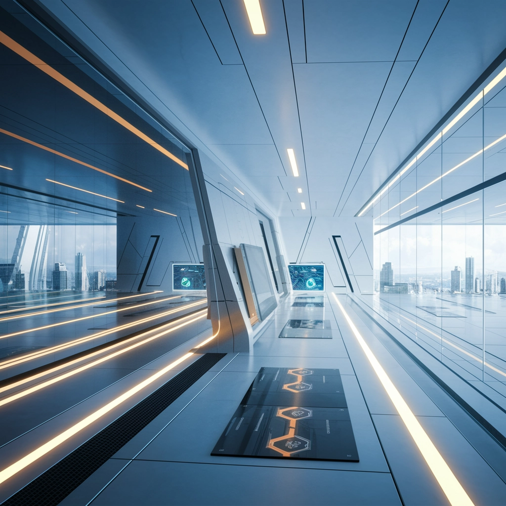Design Futuristico di Spazio di Lavoro 3D