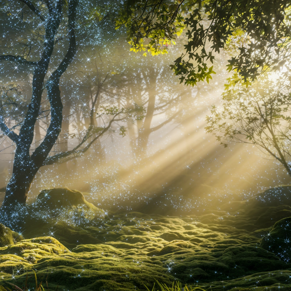 Foresta Incantata e Scintillante all'Alba