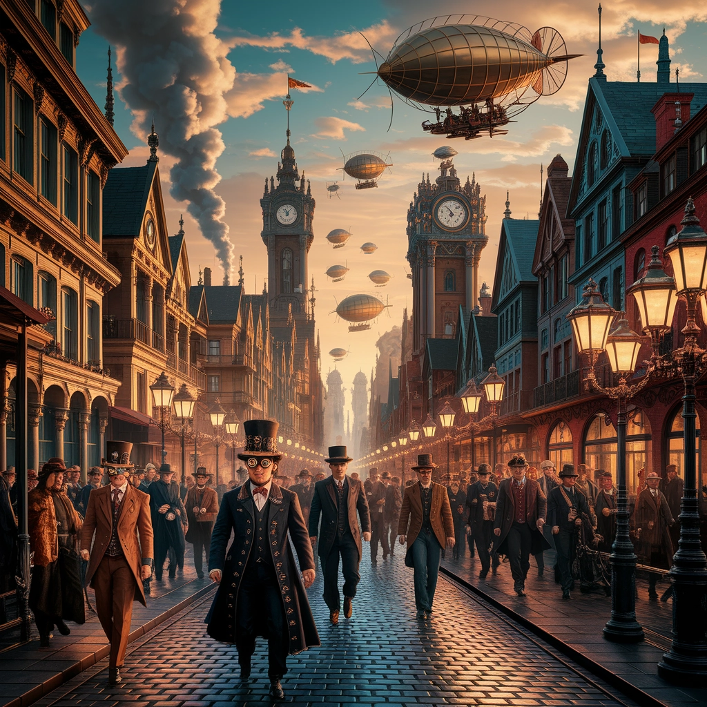 Tramonto sulla Città Steampunk
