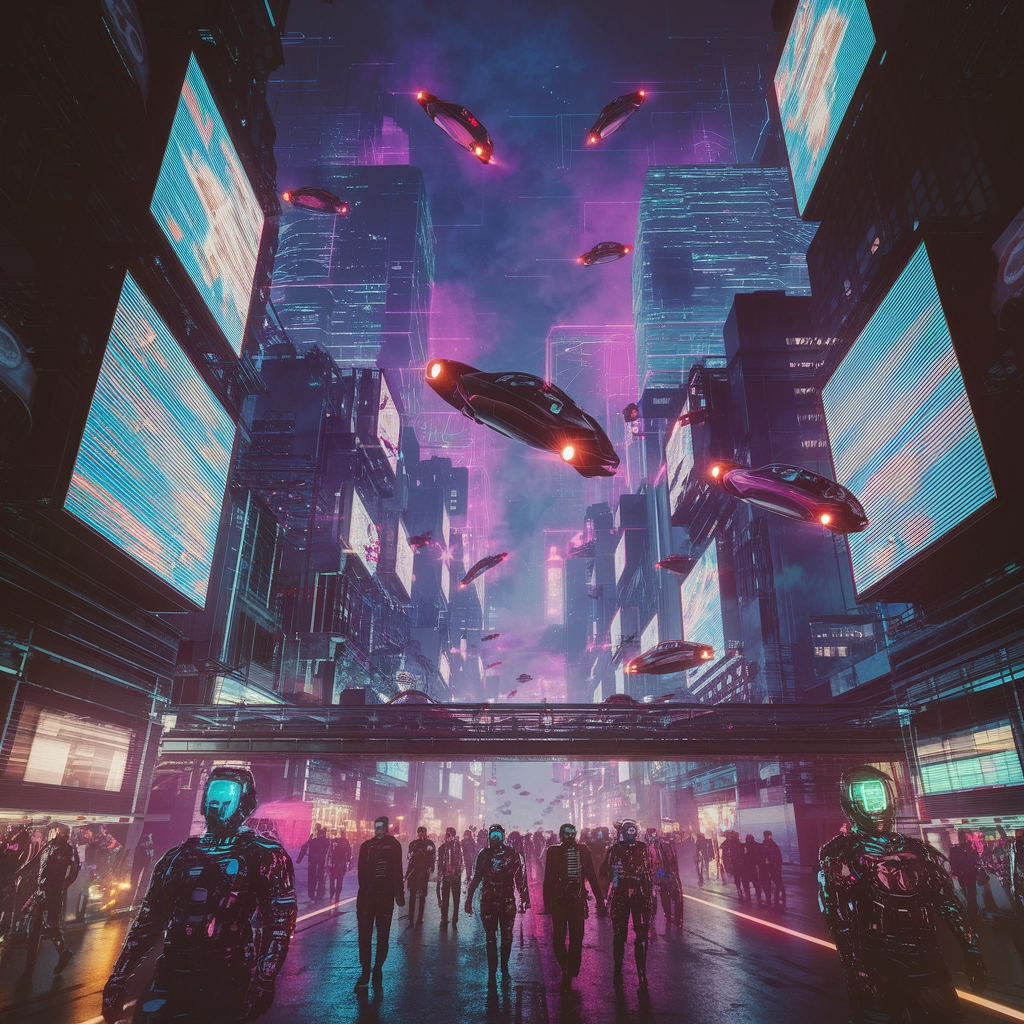 Notti al Neon: Paesaggio Urbano Cyberpunk Futuristico