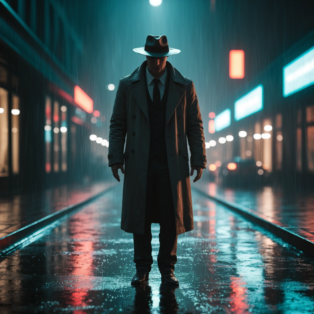 Solitudine al Neon: Una Notte Cinematografica a Basso Contrasto