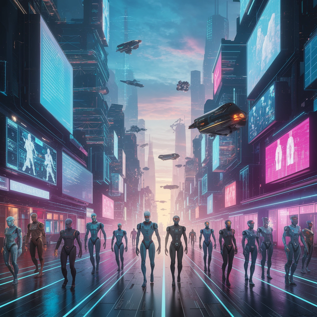 Alba Futuristica: La Città al Neon si Risveglia