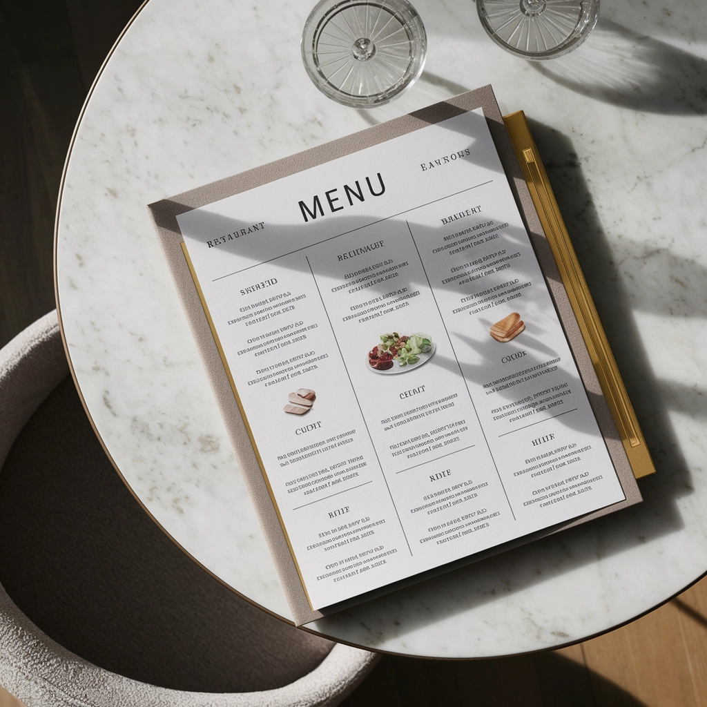 Menu Elegante in Marmo per Ristorante