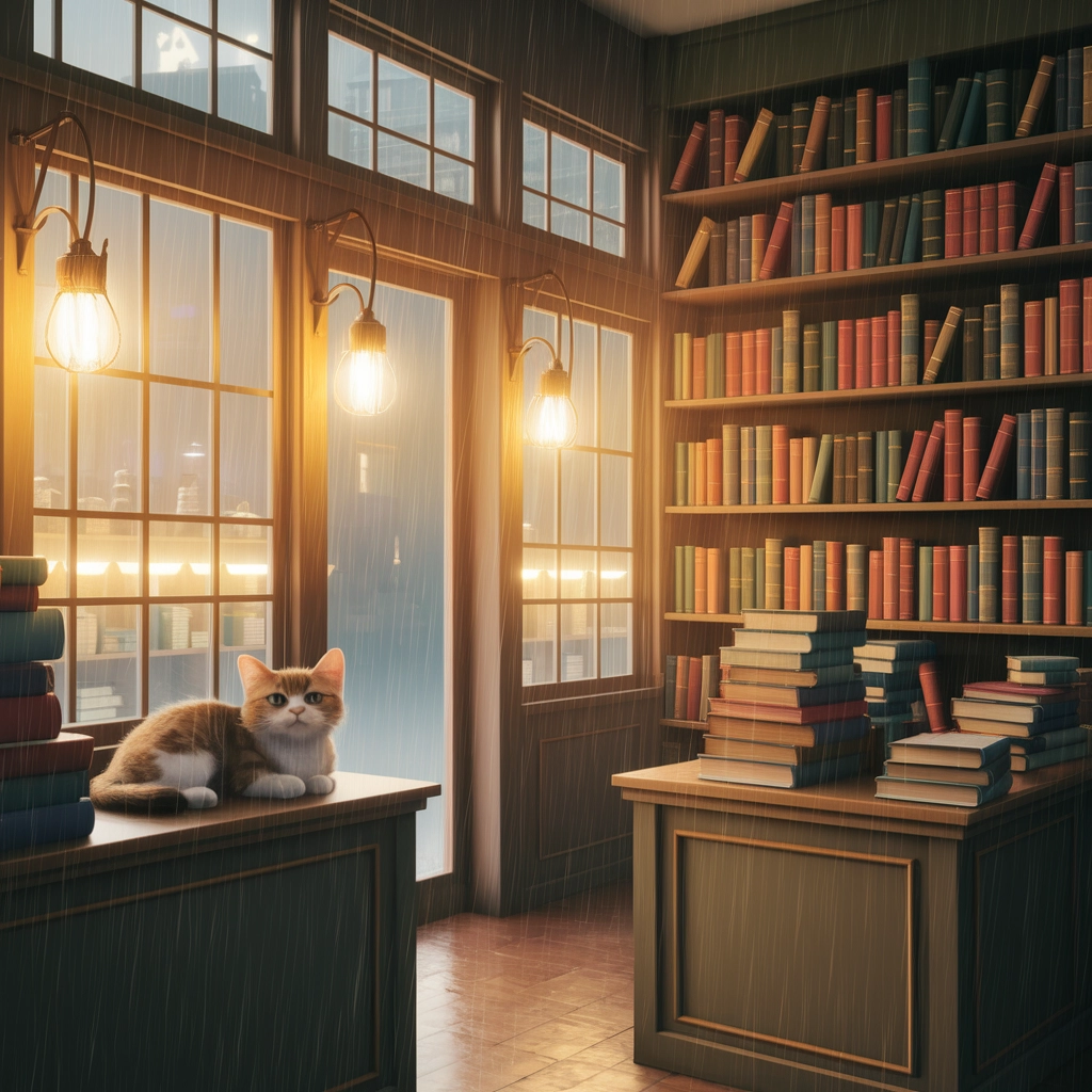 Accogliente Libreria Vintage al Tramonto