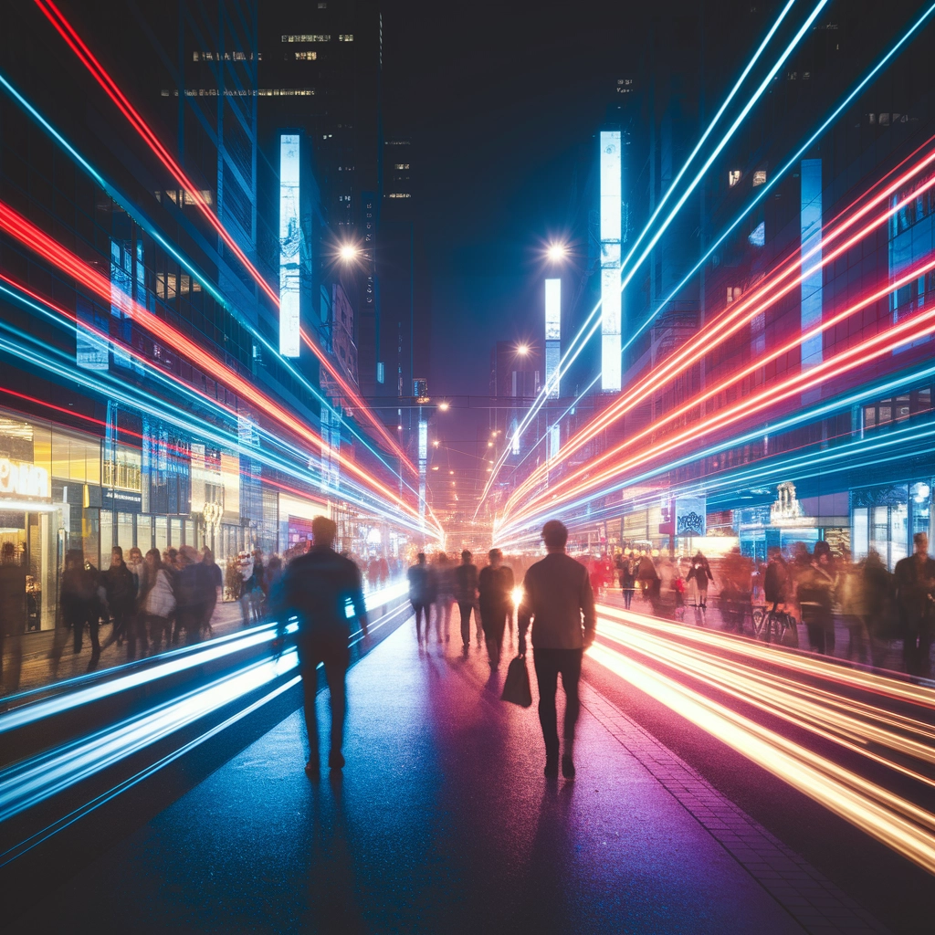 Sogni di Città al Neon: Lunga Esposizione Sfocata