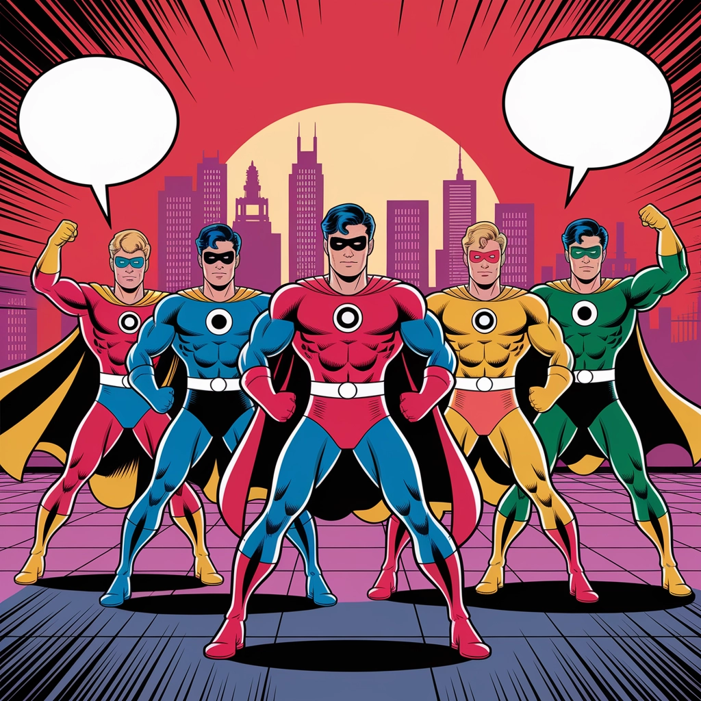 Squadra di supereroi sul tetto: copertina da fumetto
