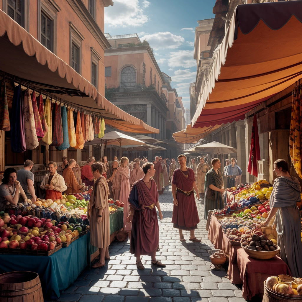 Vivace mercato dell'antica Roma