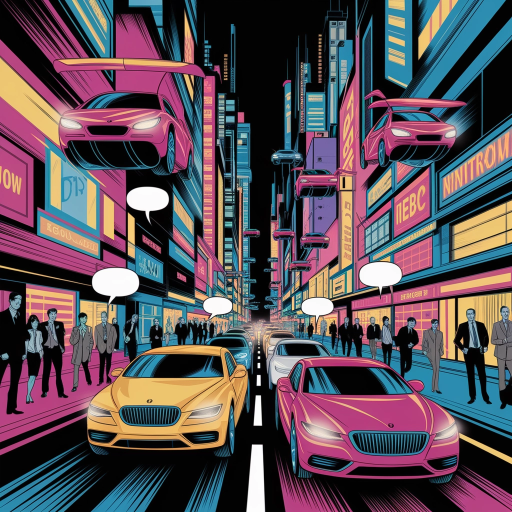 Città Futuristica al Neon in Stile Fumetto