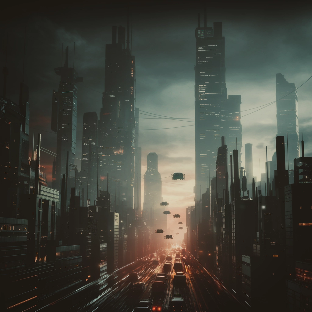 Ombre al Neon: Lo Skyline Futuristico Notturno