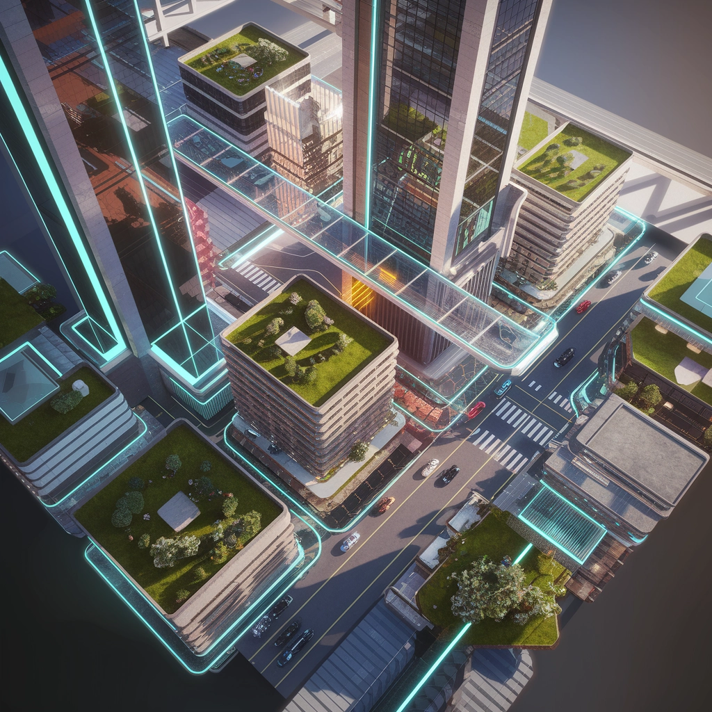 Futuro al Neon: Paesaggio Urbano Isometrico