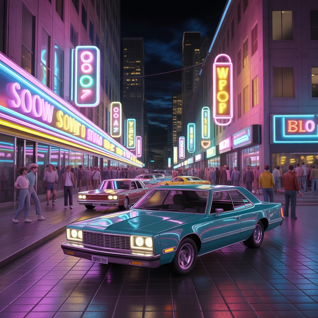 Notti al Neon: Bagliore della Città Retrò